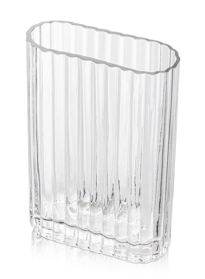 GnFlus Clear Glass Vase 5.5 Inch Ribbed Vase for Flowers Unique Fluted Vase for Centerpiece Decorative Modern Vase for Wedding Dinning Living Room Table Home Office - Image 1